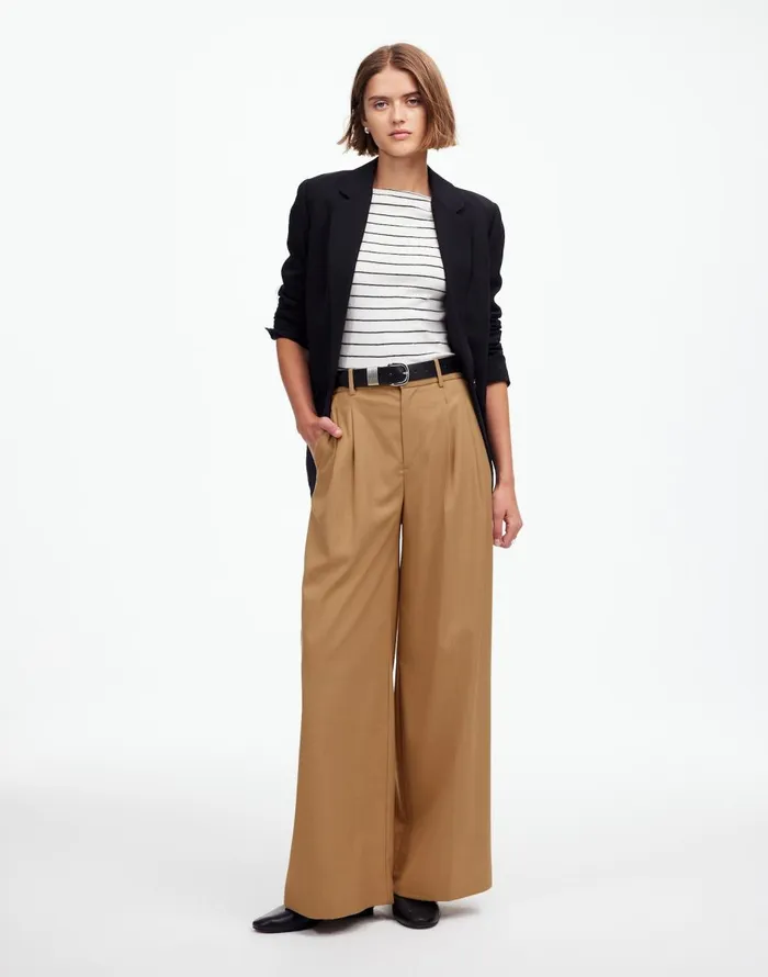 Madewell The Harlow SuperwideLeg Trouser In Flannel Light Neutral Women Pants Madewell The Harlow SuperwideLeg Trouser In Flannel Light Neutral Women Pants