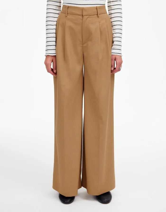 Madewell The Harlow SuperwideLeg Trouser In Flannel Light Neutral Women Pants