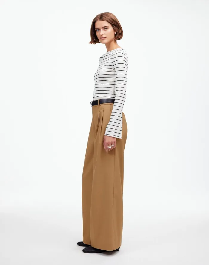 Madewell The Harlow SuperwideLeg Trouser In Flannel Light Neutral Women Pants