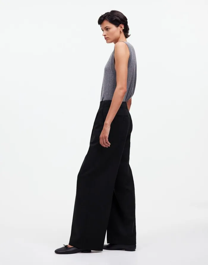 Madewell The Harlow WideLeg Pant In Drapey Twill True Black Women Pants