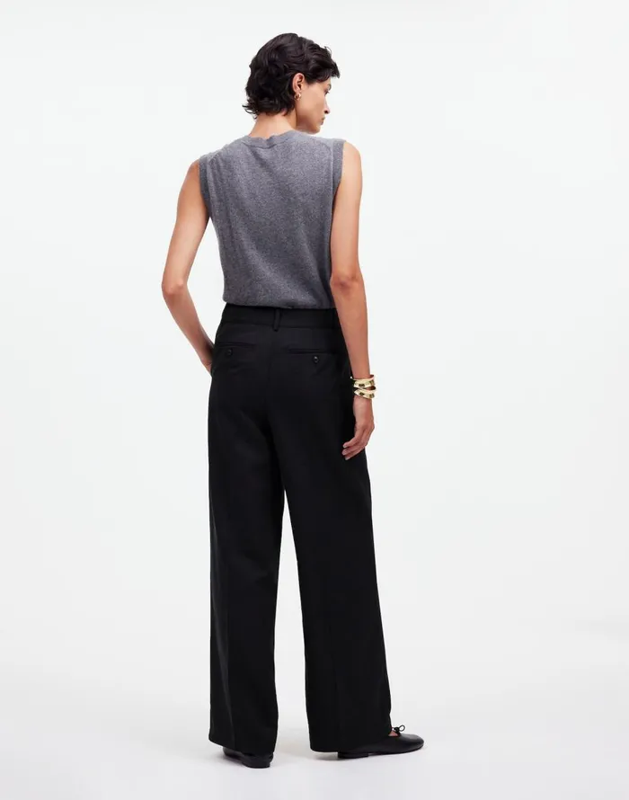 Madewell The Harlow WideLeg Pant In Drapey Twill True Black Women Pants