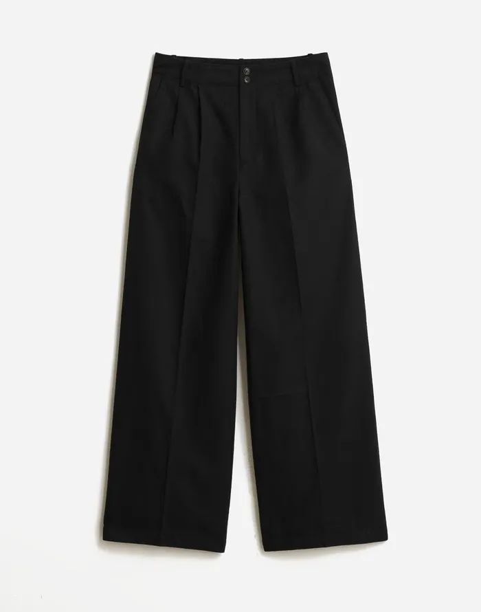 Madewell The Harlow WideLeg Pant In Drapey Twill True Black Women Pants