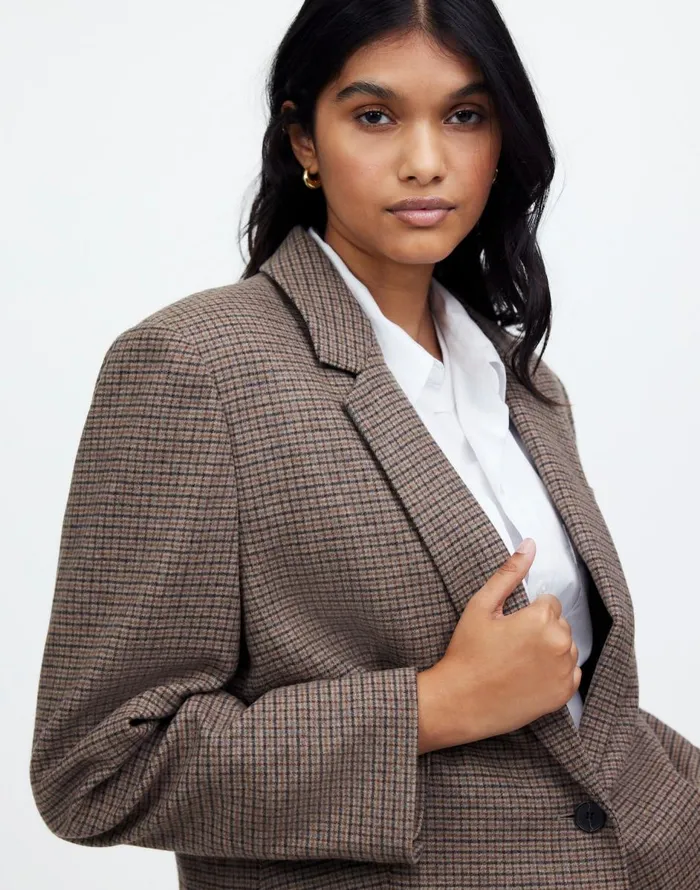 Madewell The Plus Kline Blazer Parton Check Women Coats Jackets