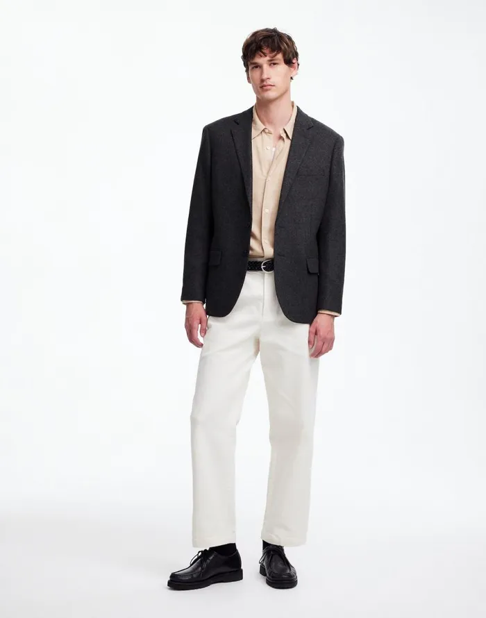 Madewell The Roebling TwoButton Blazer In Italian Fabric Hthr Charcoal Men Suiting