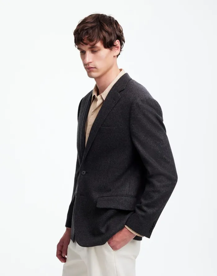 Madewell The Roebling TwoButton Blazer In Italian Fabric Hthr Charcoal Men Suiting