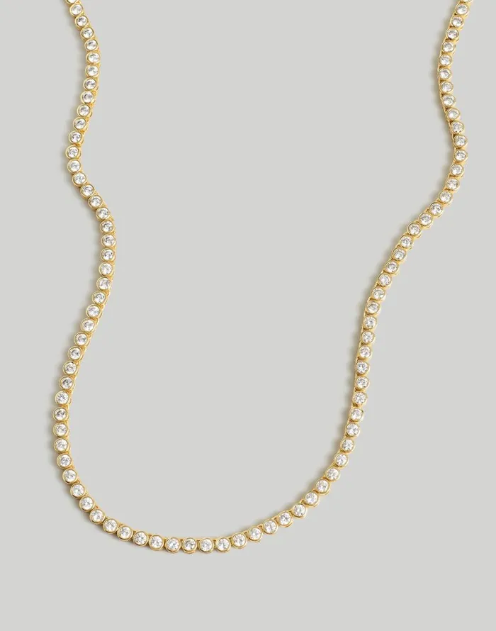 Madewell The Tennis Collection Bezel Set Crystal Necklace Pale Gold Women Jewelry Madewell The Tennis Collection Bezel Set Crystal Necklace Pale Gold Women Jewelry