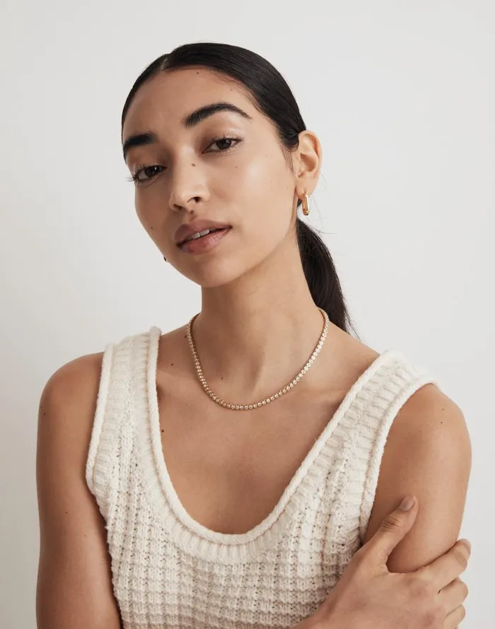 Madewell The Tennis Collection Bezel Set Crystal Necklace Pale Gold Women Jewelry