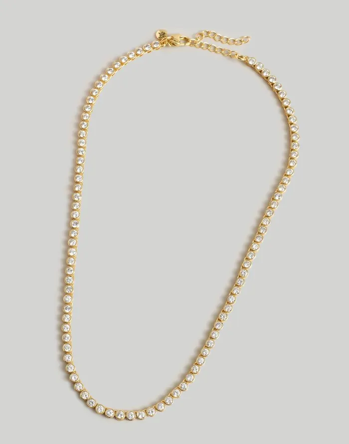 Madewell The Tennis Collection Bezel Set Crystal Necklace Pale Gold Women Jewelry