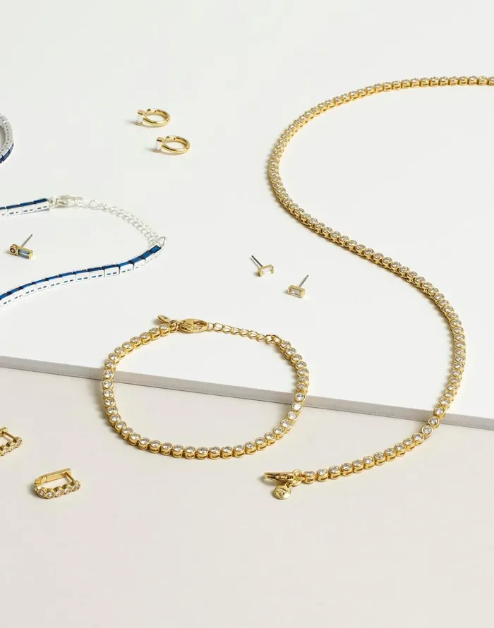 Madewell The Tennis Collection Bezel Set Crystal Necklace Pale Gold Women Jewelry