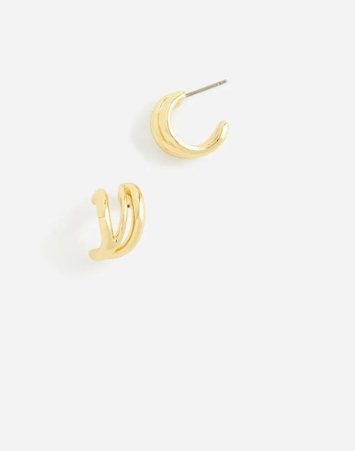 Madewell Triple Wraparound Statement Stud Earrings Pale Gold Women Jewelry