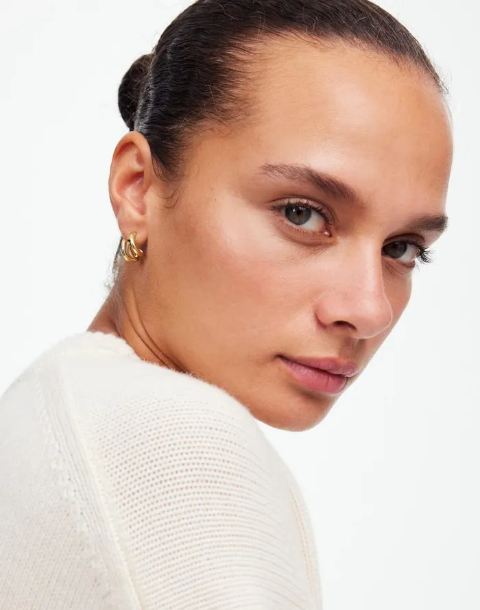 Madewell Triple Wraparound Statement Stud Earrings Pale Gold Women Jewelry