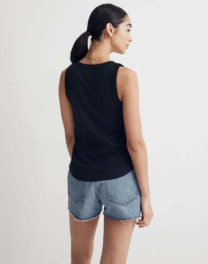 Madewell Whisper Cotton Scoopneck Tank Top True Black Women Tees