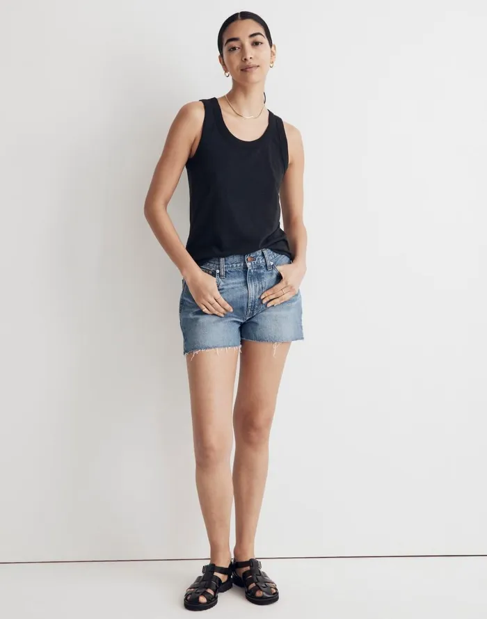 Madewell Whisper Cotton Scoopneck Tank Top True Black Women Tees