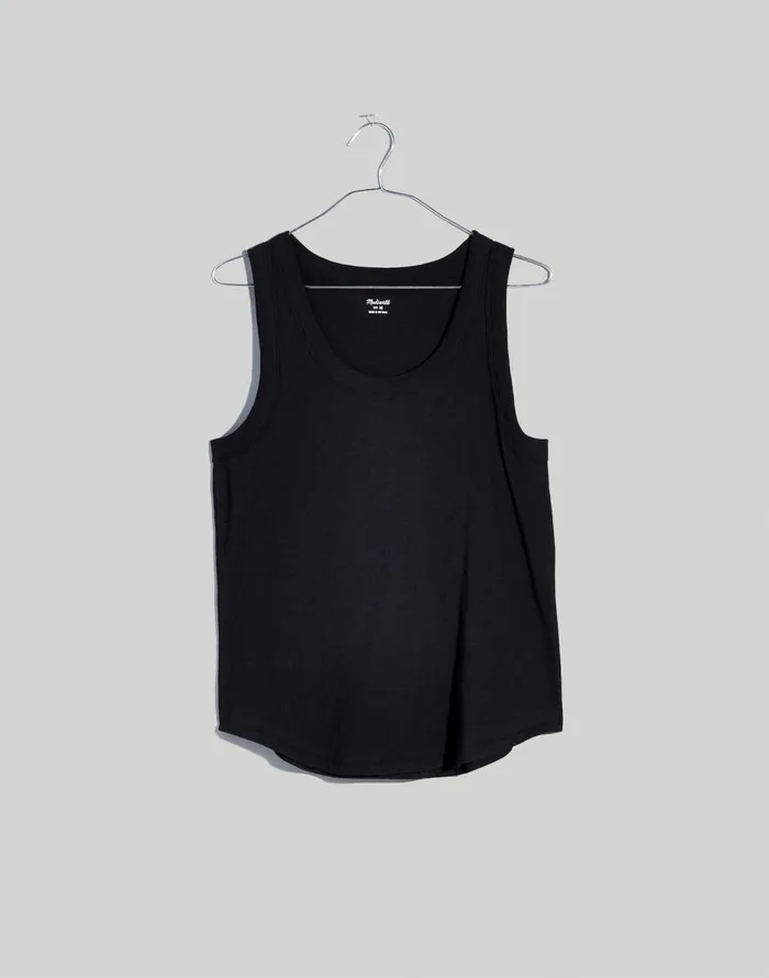 Madewell Whisper Cotton Scoopneck Tank Top True Black Women Tees