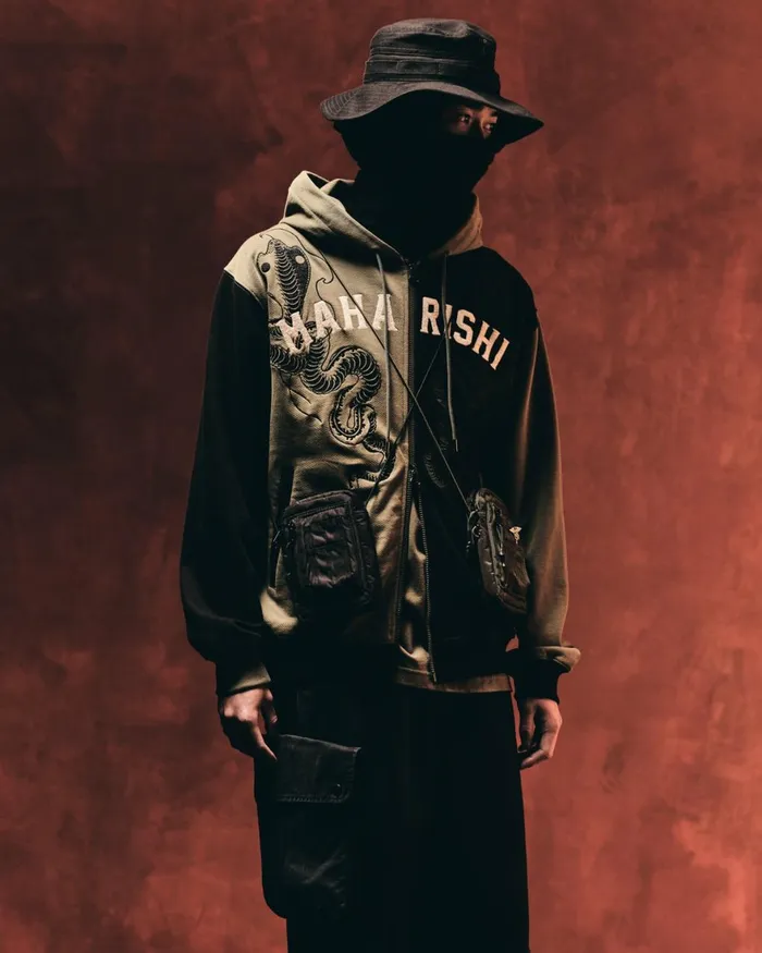 Maharishi Hooded Sweats 6032 Cobra Zipped Hooded Sweat BlackOlive OG107F 8211 Men