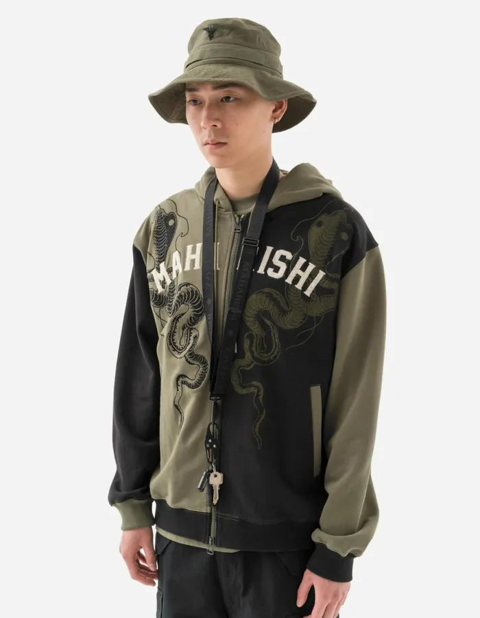 Maharishi Hooded Sweats 6032 Cobra Zipped Hooded Sweat BlackOlive OG107F 8211 Men