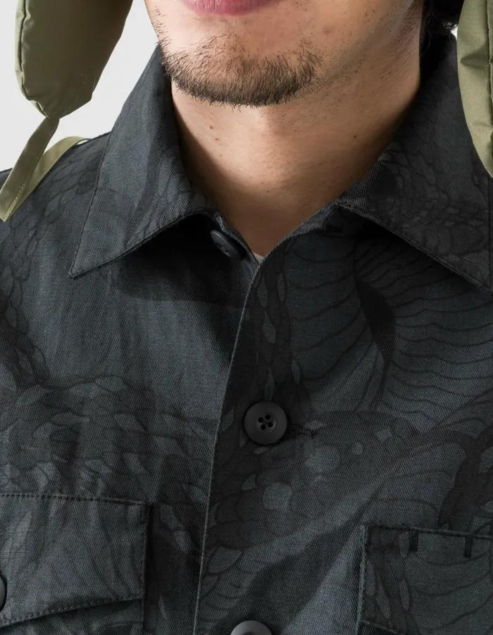 Maharishi Long Sleeve Shirts 6037 Snakeskin Utility Overshirt Subdued Night 8211 Men