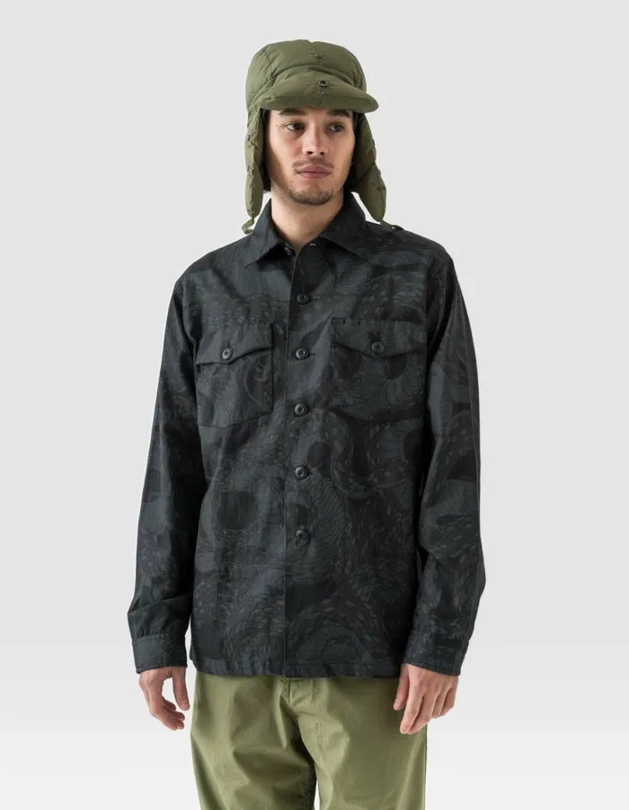 Maharishi Long Sleeve Shirts 6037 Snakeskin Utility Overshirt Subdued Night 8211 Men