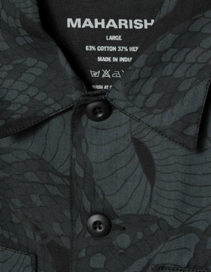 Maharishi Long Sleeve Shirts 6037 Snakeskin Utility Overshirt Subdued Night 8211 Men