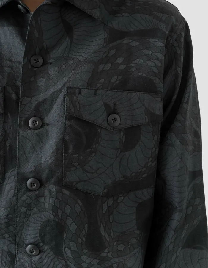 Maharishi Long Sleeve Shirts 6037 Snakeskin Utility Overshirt Subdued Night 8211 Men