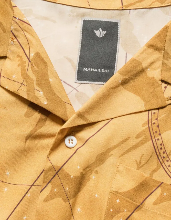 Maharishi Short Sleeve Shirts 1455 Celeste Camp Collar Shirt Parchment 8211 Men