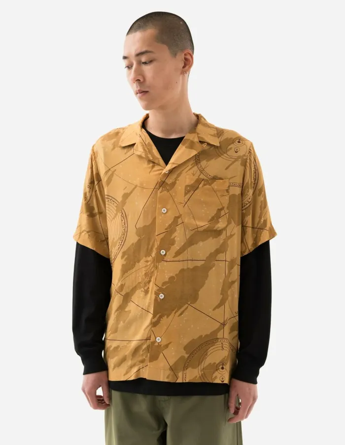 Maharishi Short Sleeve Shirts 1455 Celeste Camp Collar Shirt Parchment 8211 Men