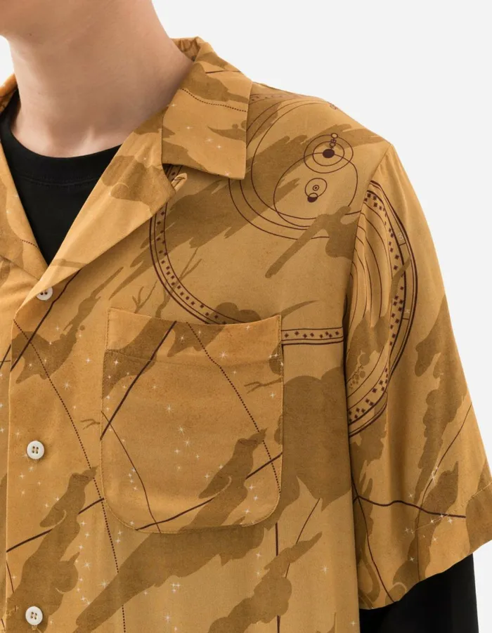Maharishi Short Sleeve Shirts 1455 Celeste Camp Collar Shirt Parchment 8211 Men