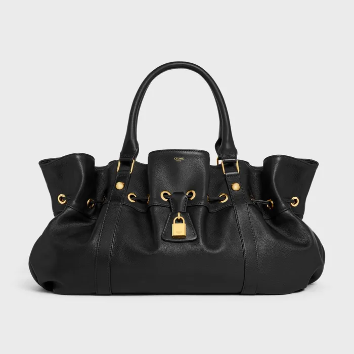 Medium Celine Abbey Bag In Supple Calfskin Black Women CELINE MORE LINES