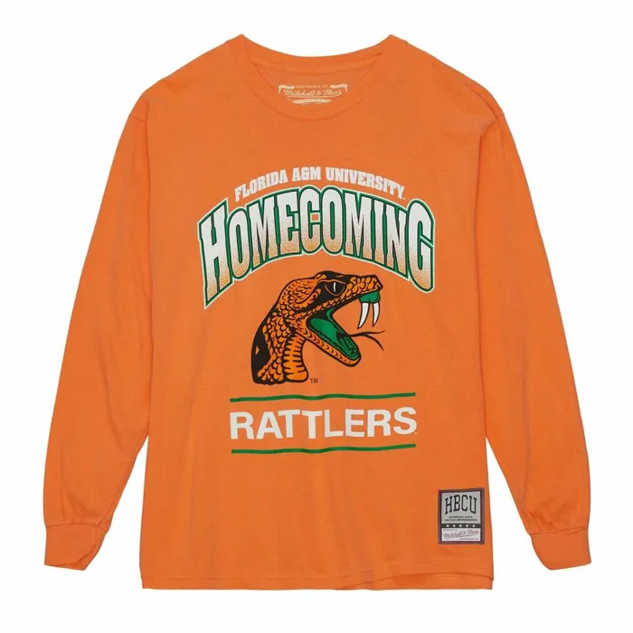 Men039s Collegiate Mitchell and Ness Homecoming Arch LS Tee Florida AandM University Men039s Collegiate Mitchell and Ness Homecoming Arch LS Tee Florida AandM University