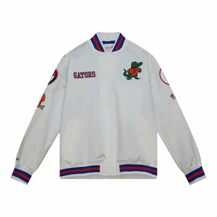 Men039s Jackets and Outerwear Mitchell and Ness City Collection Lightweight Satin Jacket University Of Florida