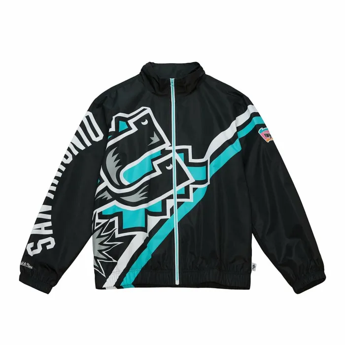 Men039s Jackets and Outerwear Mitchell and Ness Exploded Logo Warm Up Jacket San Antonio Spurs Men039s Jackets and Outerwear Mitchell and Ness Exploded Logo Warm Up Jacket San Antonio Spurs