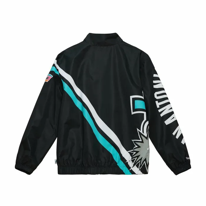 Men039s Jackets and Outerwear Mitchell and Ness Exploded Logo Warm Up Jacket San Antonio Spurs Men039s Jackets and Outerwear Mitchell and Ness Exploded Logo Warm Up Jacket San Antonio Spurs