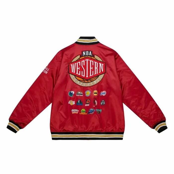 Men039s Jackets and Outerwear Mitchell and Ness Heavyweight Satin Jacket Update All Star West Men039s Jackets and Outerwear Mitchell and Ness Heavyweight Satin Jacket Update All Star West
