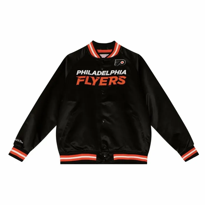 Men039s Jackets and Outerwear Mitchell and Ness Special Script Light Weight Satin Jacket Philadelphia Flyers Men039s Jackets and Outerwear Mitchell and Ness Special Script Light Weight Satin Jacket Philadelphia Flyers