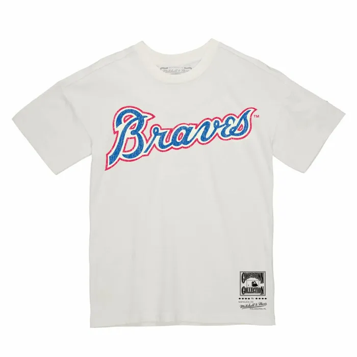 Men039s MLB Mitchell and Ness Under The Lights Tee Atlanta Braves