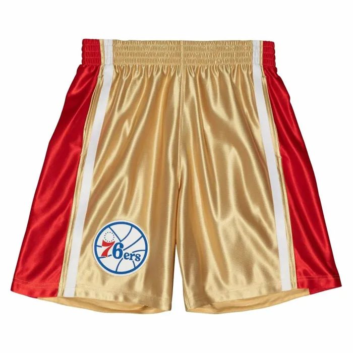 Men039s NBA Swingman Mitchell and Ness 75th Anniversary Gold Swingman Philadelphia 76ers 199697 Shorts Men039s NBA Swingman Mitchell and Ness 75th Anniversary Gold Swingman Philadelphia 76ers 199697 Shorts