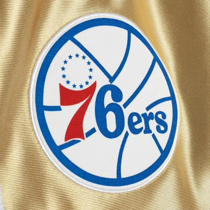 Men039s NBA Swingman Mitchell and Ness 75th Anniversary Gold Swingman Philadelphia 76ers 199697 Shorts Men039s NBA Swingman Mitchell and Ness 75th Anniversary Gold Swingman Philadelphia 76ers 199697 Shorts