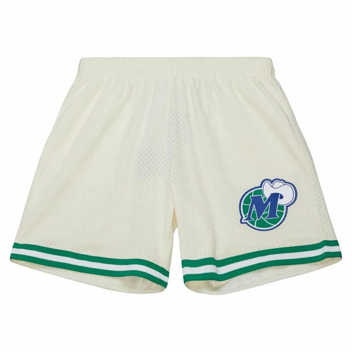 Men039s Shorts Mitchell and Ness Cream Swingman Shorts Dallas Mavericks 1998