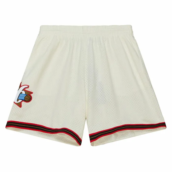 Men039s Shorts Mitchell and Ness Cream Swingman Shorts Philadelphia 76ers 2000 Men039s Shorts Mitchell and Ness Cream Swingman Shorts Philadelphia 76ers 2000