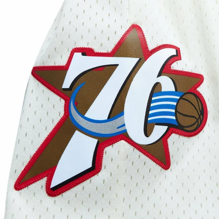 Men039s Shorts Mitchell and Ness Cream Swingman Shorts Philadelphia 76ers 2000 Men039s Shorts Mitchell and Ness Cream Swingman Shorts Philadelphia 76ers 2000