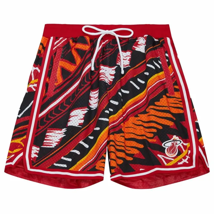 Men039s Shorts Mitchell and Ness Game Day Pattern Short Miami Heat