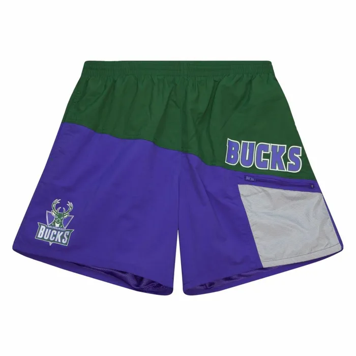 Men039s Shorts Mitchell and Ness Nylon Utility Shorts Milwaukee Bucks