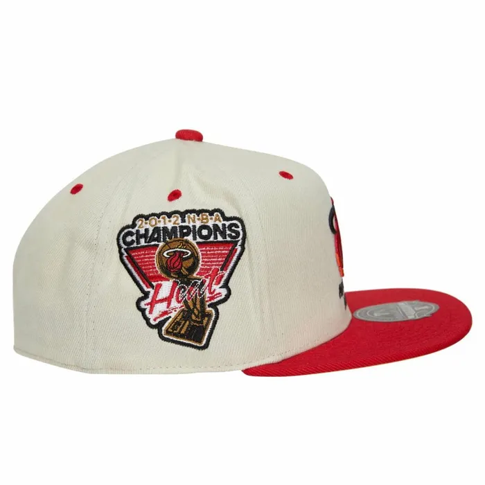 Men039sWomen039s Fitted 163 Styles Mitchell and Ness Cream Team Fitted HWC Hat Miami Heat Men039sWomen039s Fitted 163 Styles Mitchell and Ness Cream Team Fitted HWC Hat Miami Heat