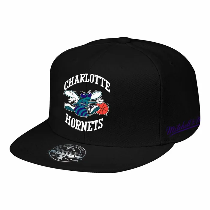 Men039sWomen039s Fitted 163 Styles Mitchell and Ness Logo History Fitted HWC Charlotte Hornets