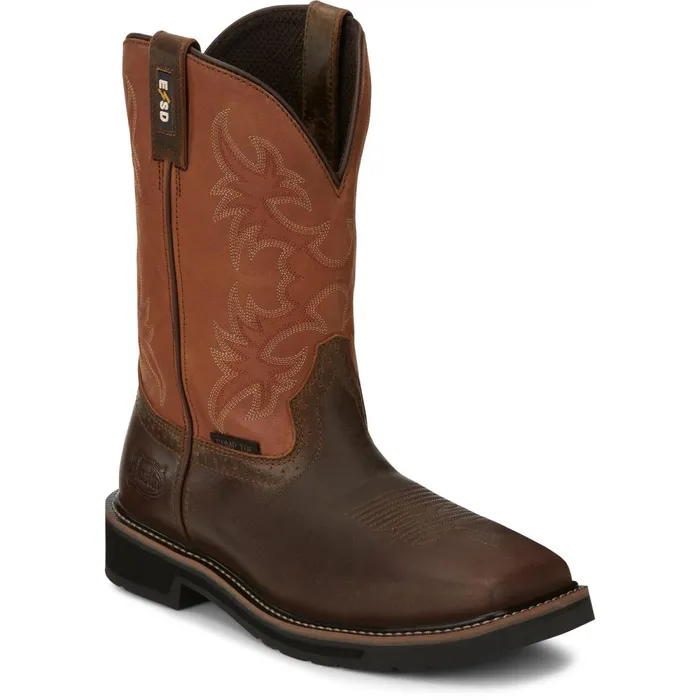 MEN Actuator 11034 Static Dissipative Comp Toe Brown Justin Boots Work