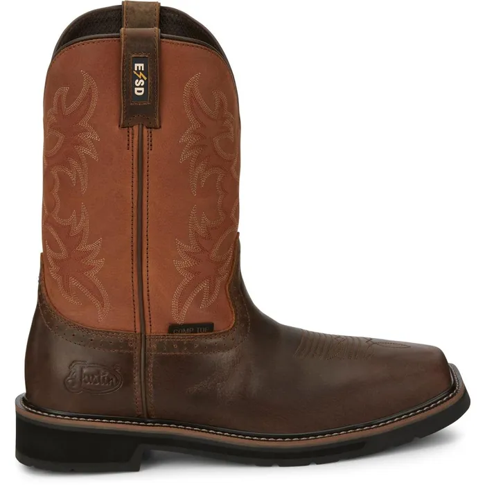MEN Actuator 11034 Static Dissipative Comp Toe Brown Justin Boots Work