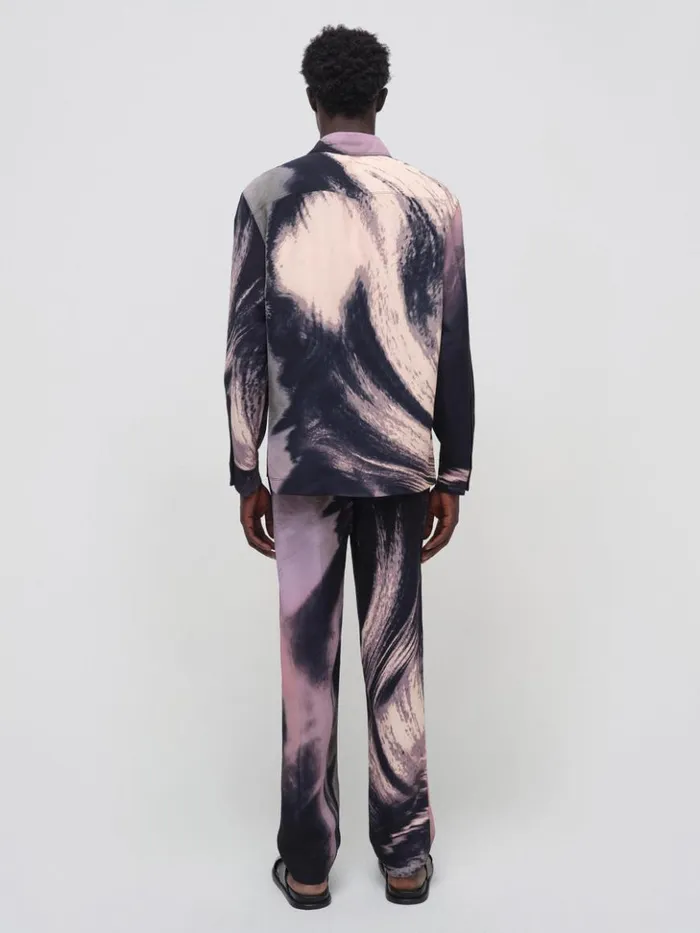 Men Allister Pants Black Wave Print Jonathan Simkhai Pants and Bottoms