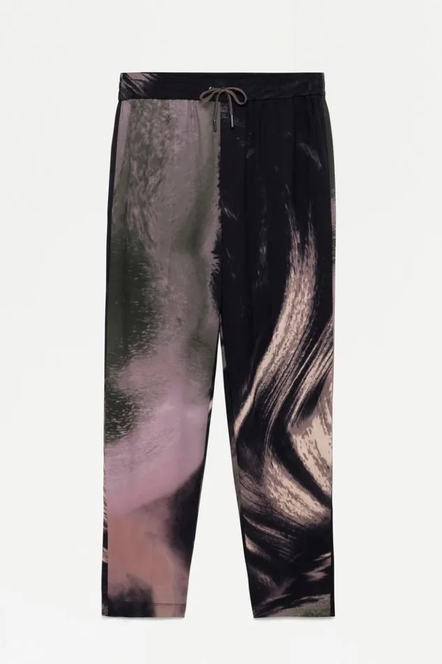 Men Allister Pants Black Wave Print Jonathan Simkhai Pants and Bottoms
