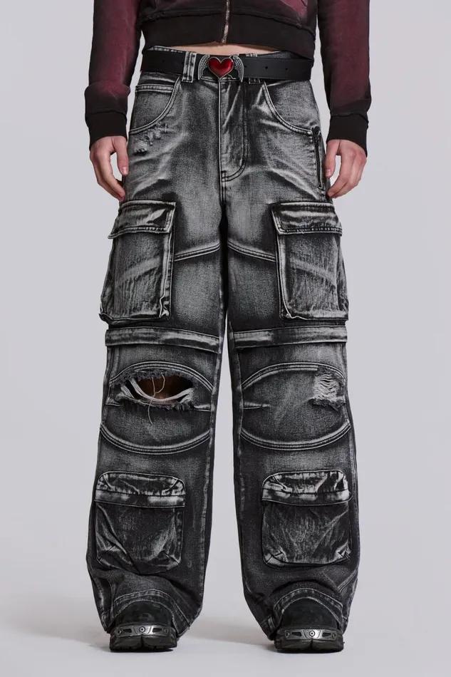 Men Apex Denim Cargos Jaded London Baggy Jeans
