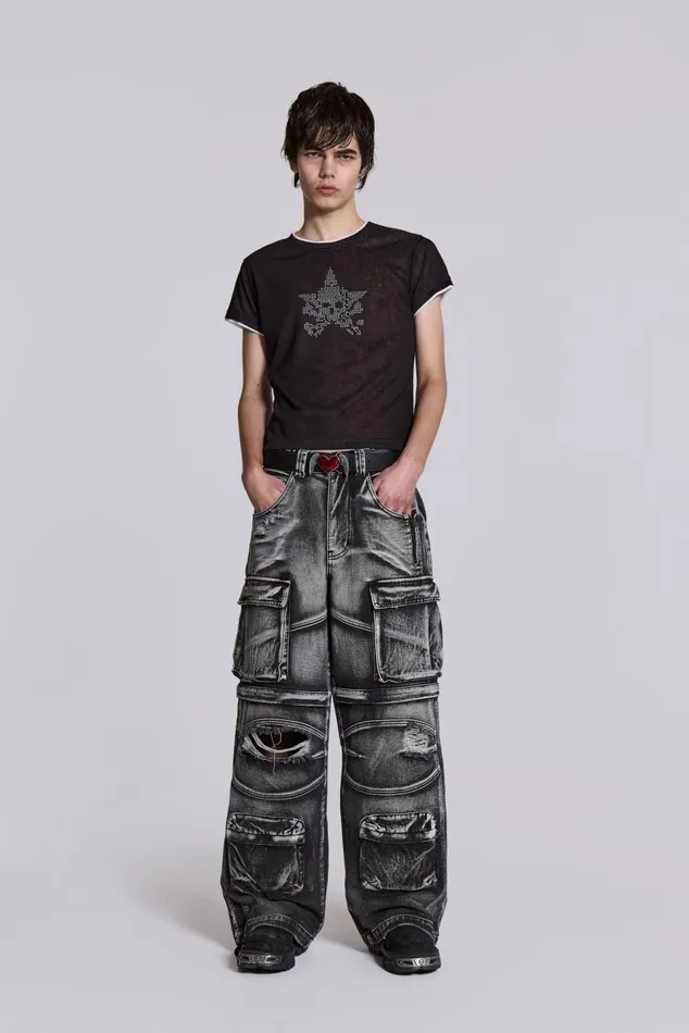 Men Apex Denim Cargos Jaded London Baggy Jeans